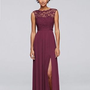 David's Bridal Wine Dress Size 6 F19338